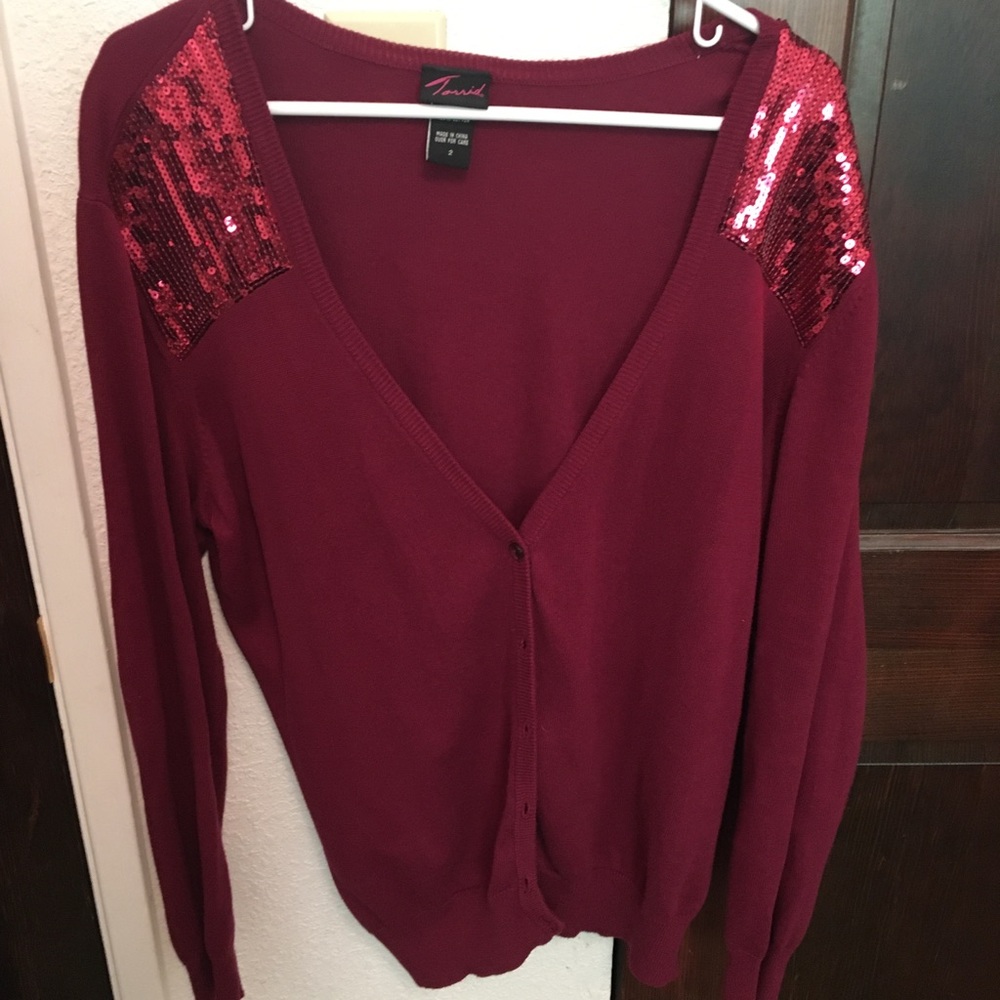 Torrid sweater size 2 with sequin shoulder detail